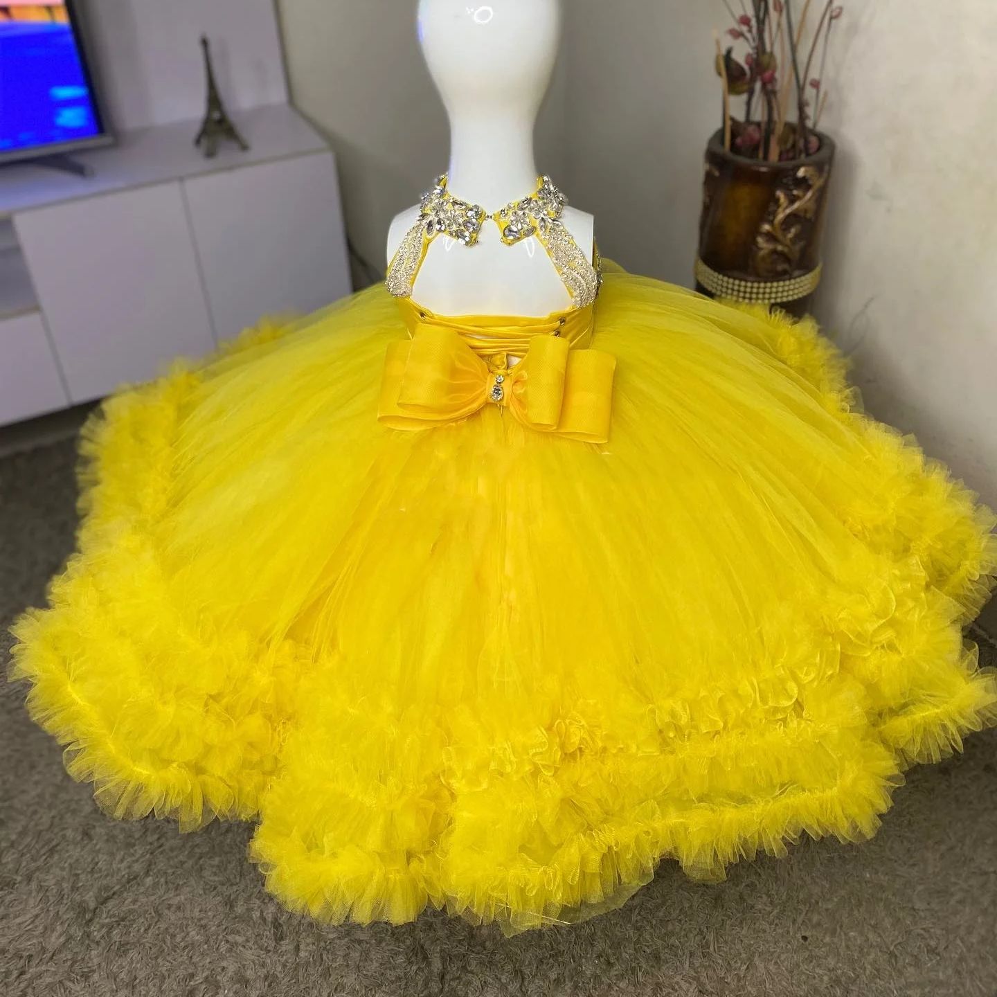 Precioso vestido amarillo de f - Baby Clothing Embroidery reseña y precio