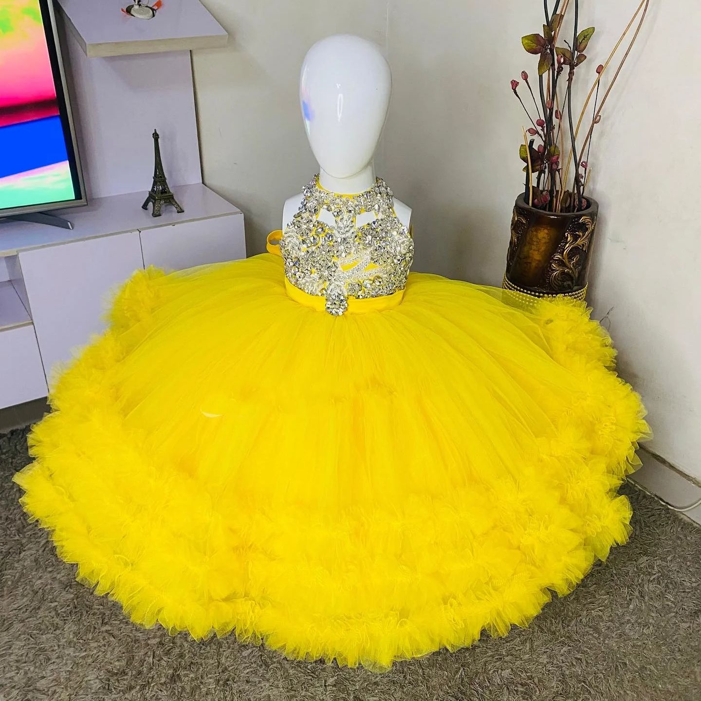Precioso vestido amarillo de f - Baby Clothing Embroidery reseña y precio