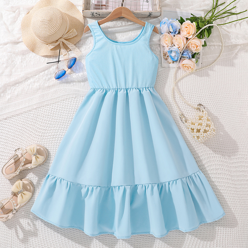 Vestido sin mangas de color az - Baby Clothing Korea reseña y precio